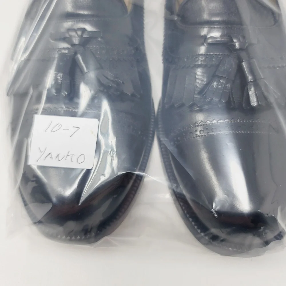 Yanko Espana Mens loafers Sz 8 D Kilti tassel shoes Black Casual Dress spain